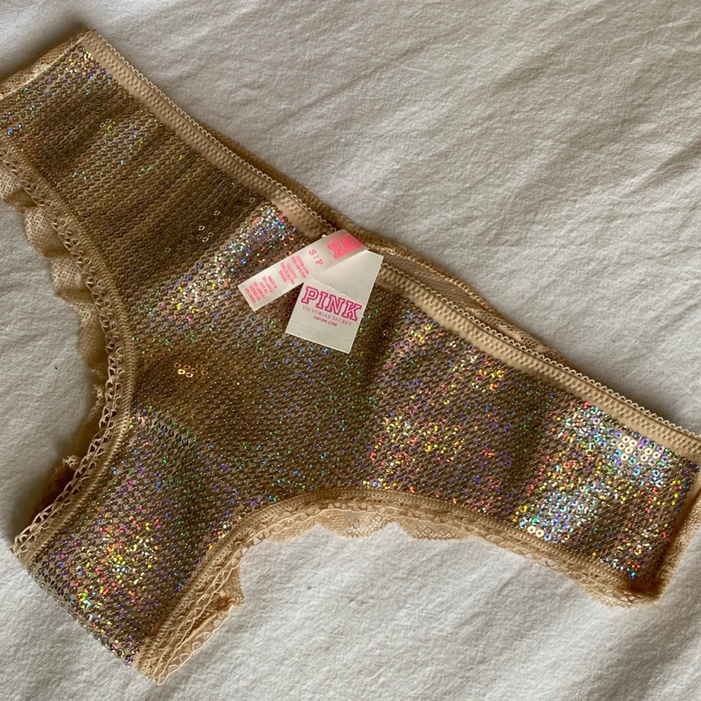 PINK Victoria’s Secret low rise hipster, Fashion Show Sequin, Rare, SMALL